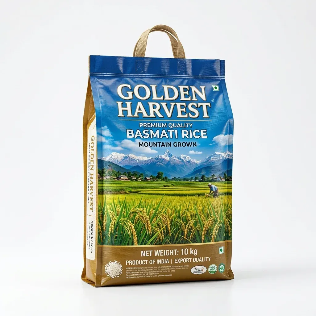 Premium BOPP Printed Rice Bags 10kg: Luxury Retail Branding by SherkatTrade
